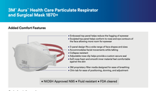 Load image into Gallery viewer, N95 3M 1870+ Aura Health Care Particulate Respirator & Surgical Masks (10) - PPE ONLINE