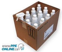 Load image into Gallery viewer, case of 12 of 946ML Oxivir Disinfectant Spray bottle prominently displayed, PPEONLINE.CA, label and trigger spray nozzle