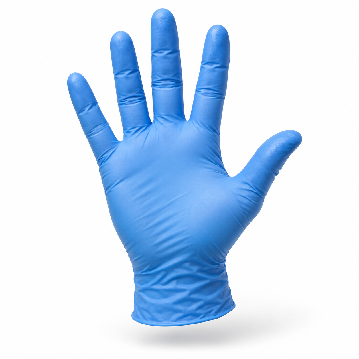 Blue nitrile powder-free disposable glove 4 mil, palm view — PPE Online Canada, Health Canada MDEL #17341