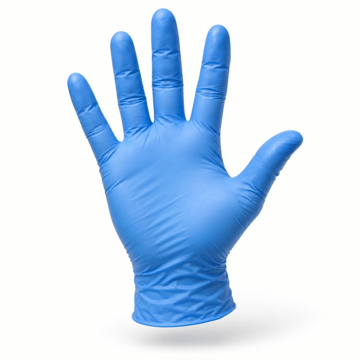 Blue nitrile powder-free disposable glove 4 mil, palm view — PPE Online Canada, Health Canada MDEL #17341
