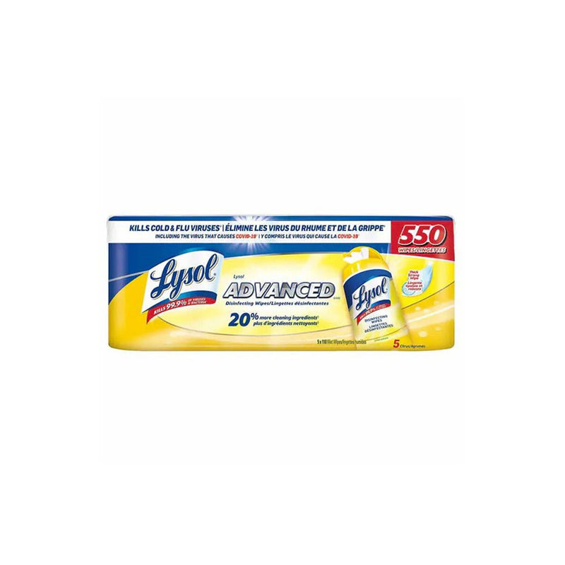 Lysol Advanced Disinfecting Wipes, 550-count (5 Canisters of 110)