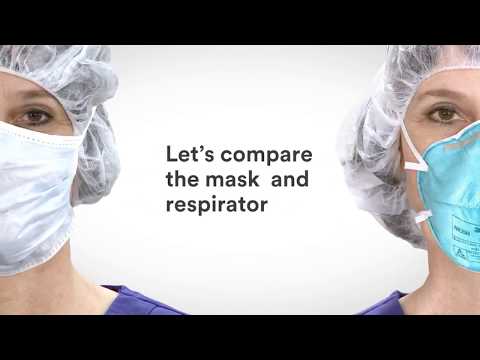 Video demonstration featuring a person explaining the features of a 3M 1860 N95 mask and showing the correct method to wear it for effective protection against airborne particles
