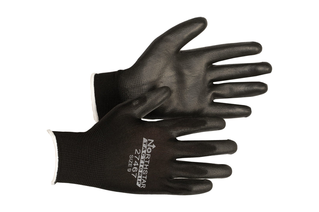 Safety Work Gloves PU Coated - Knit Glove with Polyurethane Coated Smooth Grip on Palm & Fingers (Sold in Dozens - 12 Pairs)