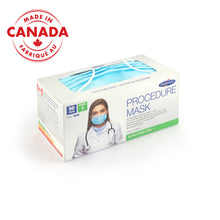 Load image into Gallery viewer, ASTM Level 1 Surgical Mask made in Canada, 50 per box, ideal for PPE use in medical settings, available for purchase online at PPE Online, your trusted source for PPE Supplies.
