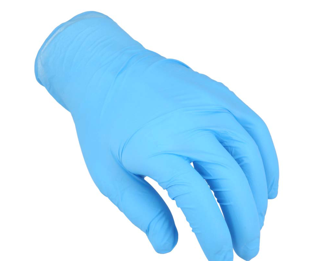 High-quality blue Nitrile Powder-Free Gloves, 4 Mil thick for durability, ideal for medical professionals and industrial work