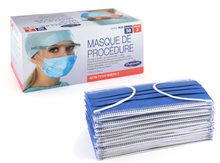 Load image into Gallery viewer, ASTM Level 3 Surgical Mask made in Canada, 50 per box, for maximum protection in medical settings, available for purchase online at PPE Online, your reliable source for PPE supplies.
