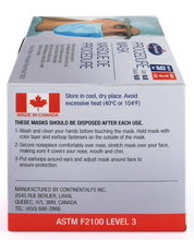 Load image into Gallery viewer, ASTM Level 3 Surgical Mask made in Canada, 50 per box, for maximum protection in medical settings, available for purchase online at PPE Online, your reliable source for PPE supplies.
