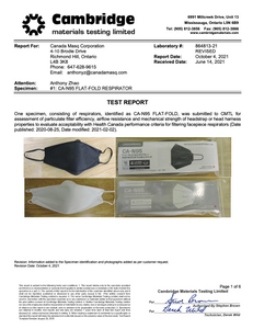 CA - N95 Flat Fold Respirators (Pack of 10) (Canadian Made)