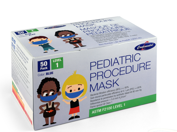Kids Disposable Face Masks made in Canada, 50 per box, with PFE >=95% for maximum protection, available for purchase online at PPE Online, your one-stop shop for high-quality PPE supplies.