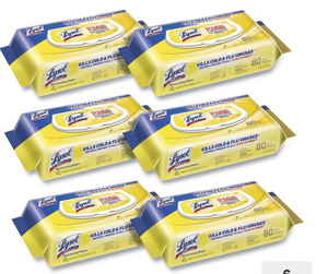 6 X Lysol 80 Count Disinfectant Wipes PPE Online